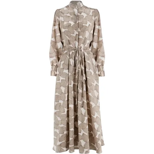 Silk Printed Dress with Mandarin Collar , female, Sizes: XS, S, M - Kiton - Modalova