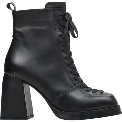 Damen Schwarze Leder Blockabsatz Stiefeletten Er00114699 , Damen, Größe: 36 EU - Estro - Modalova