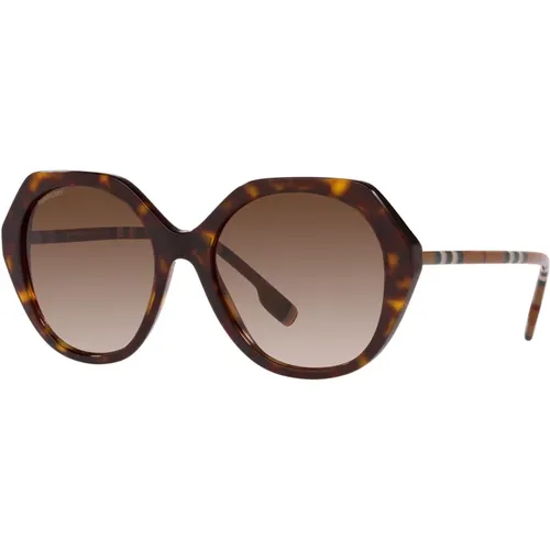 Dunkle Havana Sonnenbrille , Damen, Größe: 55 MM - Burberry - Modalova