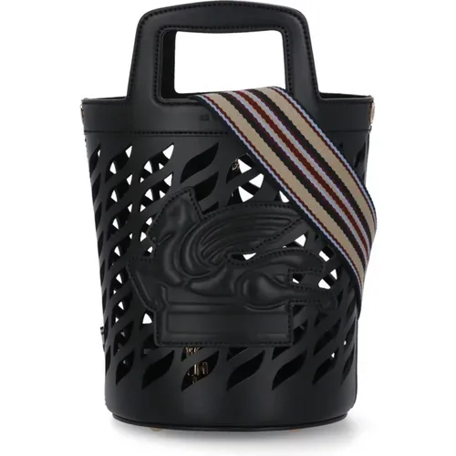 Leather Bucket Bag with Handles and Adjustable Strap , female, Sizes: ONE SIZE - ETRO - Modalova