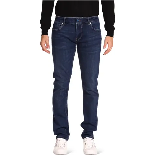 Skinny Fit Jeans mit Knopfverschluss , Herren, Größe: W32 - Guess - Modalova
