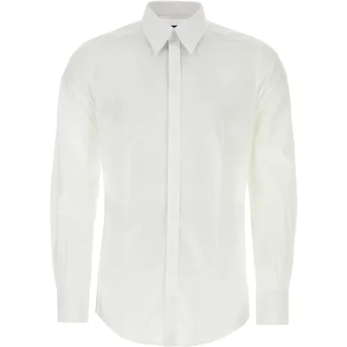 Weißes Popelinehemd , Herren, Größe: 2XL - Dolce & Gabbana - Modalova