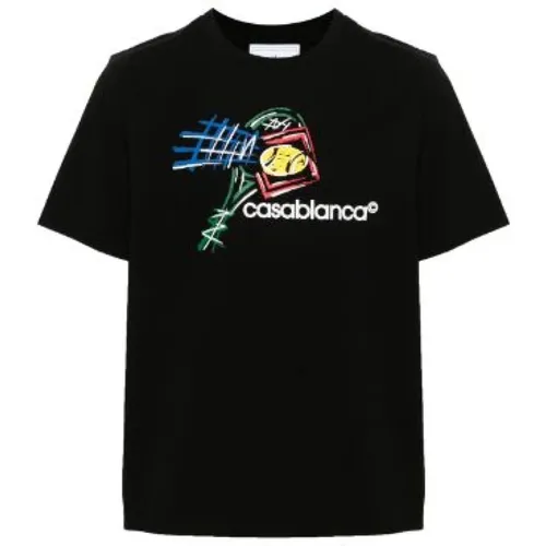 Tennis Skizze Grafik T-Shirt , Herren, Größe: L - Casablanca - Modalova