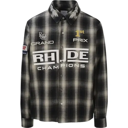 Checkered Racing Flannel Shirt , male, Sizes: M, L - Rhude - Modalova