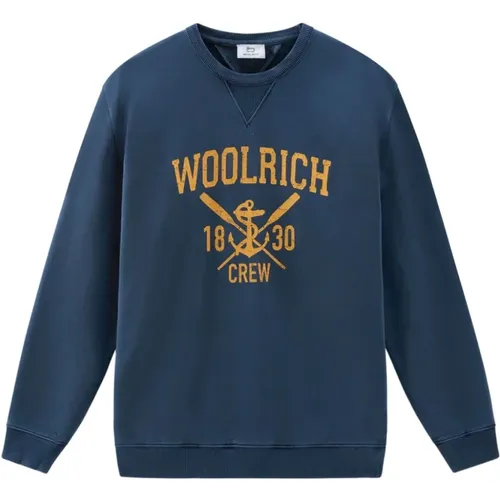 Blauer Logo Print Crew Neck Pullover - Woolrich - Modalova