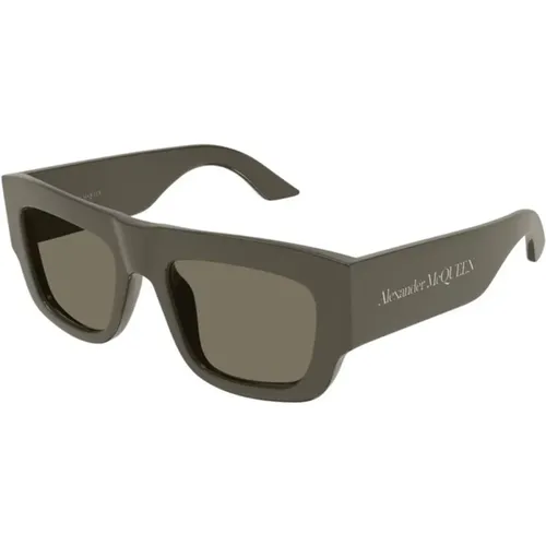 Braune Sonnenbrille mit braunen Gläsern - alexander mcqueen - Modalova
