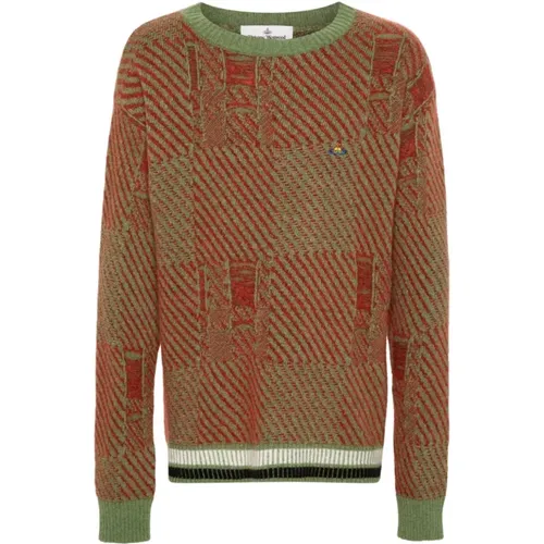 Roter Wollmischung Jacquard Pullover , Herren, Größe: S - Vivienne Westwood - Modalova