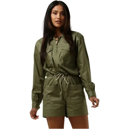 Militär Jumpsuit Shorts Olivfarbe , Damen, Größe: L - Scotch & Soda - Modalova