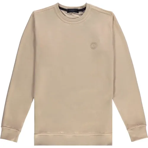 Taupe Lederpullover - Trendy Design , Herren, Größe: L - Aspact - Modalova