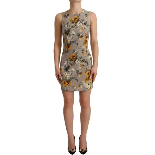 Graues Blumen Sheath Mini Kleid - Dolce & Gabbana - Modalova