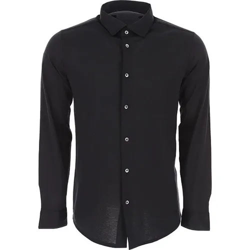 Schwarzes Hemd mit Knopfverschluss - Stilvoll und Sophisticated , Herren, Größe: 2XL - Emporio Armani - Modalova