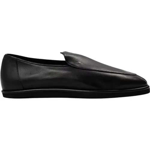 Schwarze Leder Slip-Ons Handwerklich Hergestellt - Auralee - Modalova