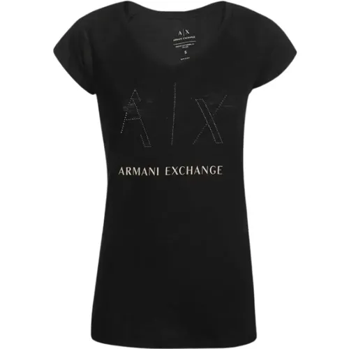 Basic T-Shirt , Damen, Größe: S - Armani Exchange - Modalova