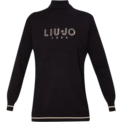 Schicker Logo und Strass Pullover , Damen, Größe: M - Liu Jo - Modalova