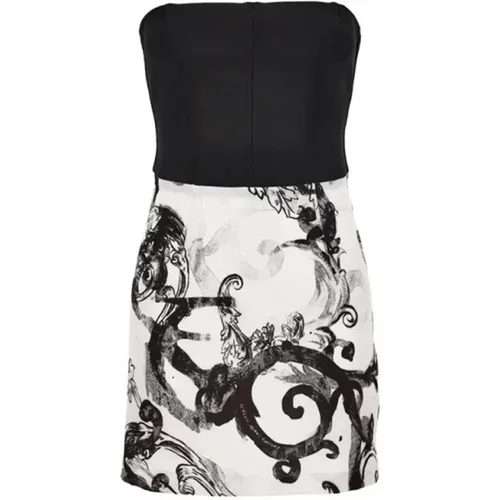 Schwarzes und weißes Barock-Kleid , Damen, Größe: S - Versace Jeans Couture - Modalova