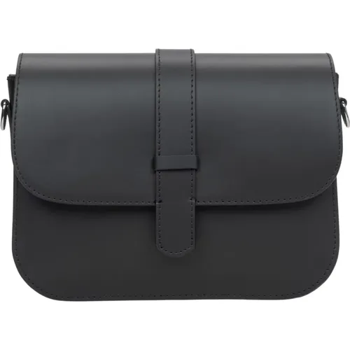 Damen Schwarze Handtasche aus echtem Leder Er00115071 - Estro - Modalova