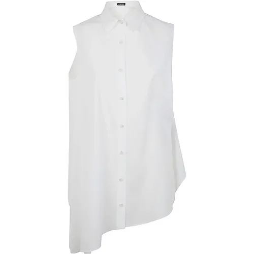 Asymmetrical Oversized Cotton Shirt , female, Sizes: XS, 2XS, S - Ann Demeulemeester - Modalova