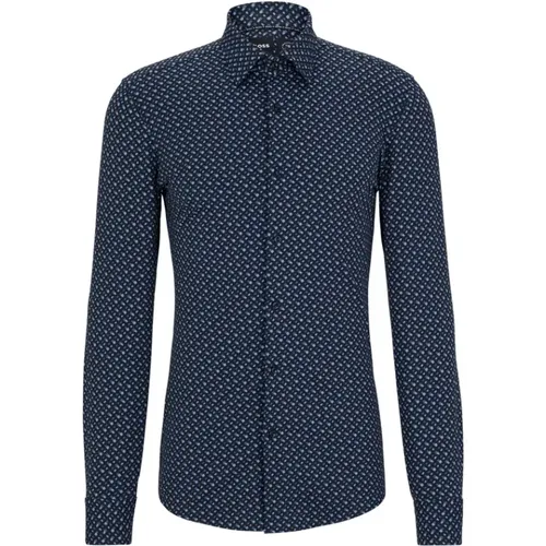 Innovative Slim Fit Kent Collar Shirt with Monogram Print , male, Sizes: 6XL, M, 3XL - Hugo Boss - Modalova