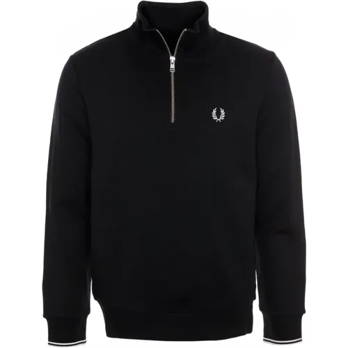 Half-Zip Sweatshirt mit Logo Stitching , Herren, Größe: L - Fred Perry - Modalova