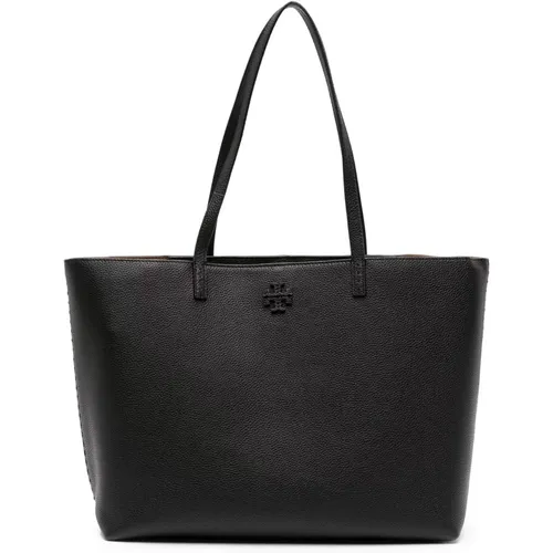 Elegante Schwarze Leder Tote Tasche - TORY BURCH - Modalova