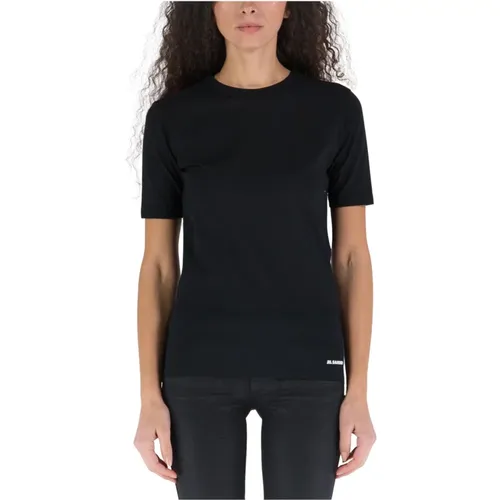 Kurzarm Baumwoll T-Shirt , Damen, Größe: L - Jil Sander - Modalova