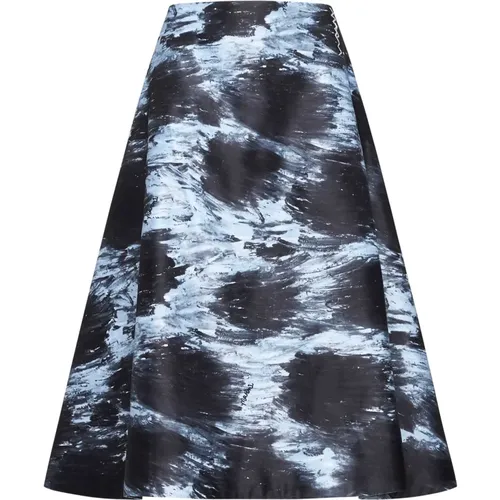 Abstract Print A-Line Midi Skirt , female, Sizes: XS, S - Marni - Modalova