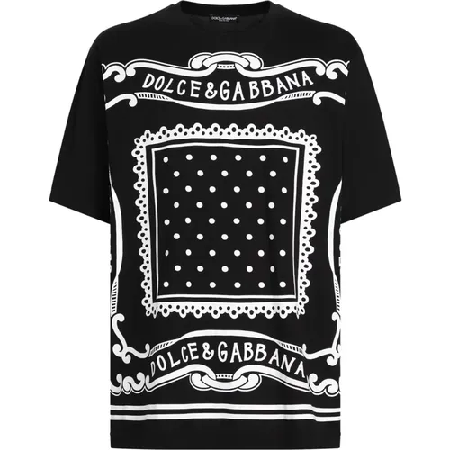 Bandana Print T-shirt Polos , male, Sizes: XL, M, S, L - Dolce & Gabbana - Modalova