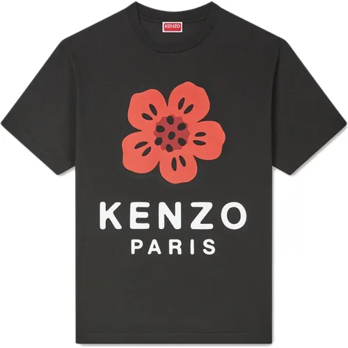 Schwarzes Blumenmuster T-Shirt , Herren, Größe: 2XL - Kenzo - Modalova