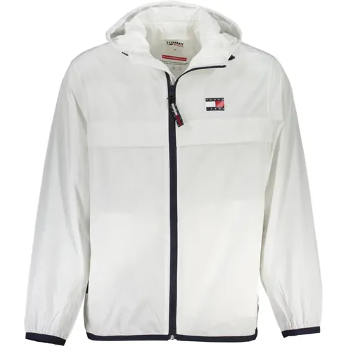 Sportliche Herrenjacke Weiß Nylon Logo , Herren, Größe: L - Tommy Hilfiger - Modalova