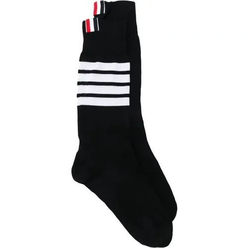 Navy Mid Calf Socks with 4 Bar , female, Sizes: ONE SIZE - Thom Browne - Modalova