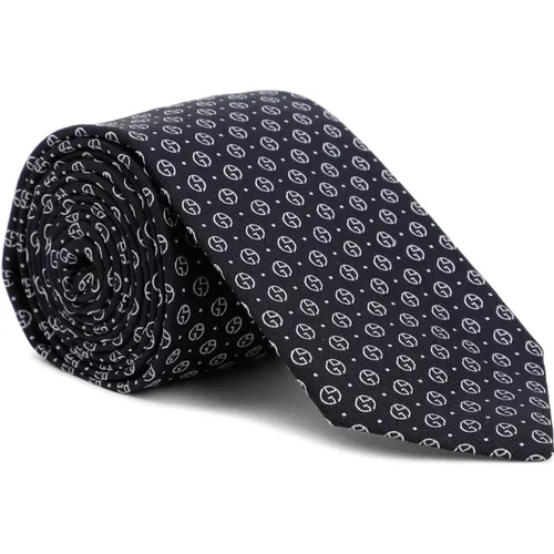 Blauer Seiden-Geometrie-Krawatte , Herren, Größe: ONE Size - Giorgio Armani - Modalova