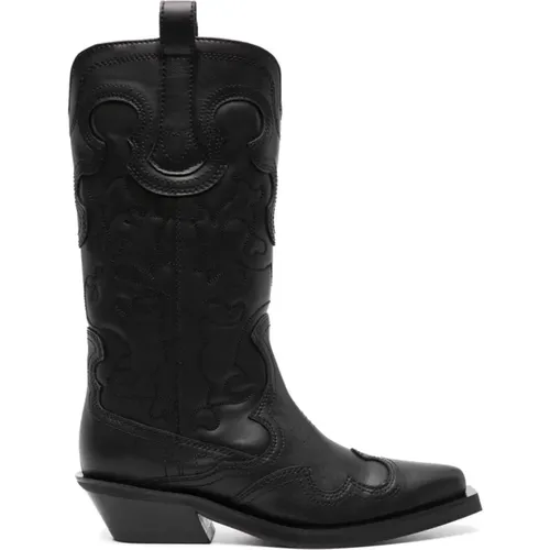 Cowboy Boots with Cuban Heel , female, Sizes: 6 UK, 4 UK, 5 UK, 7 UK, 3 UK, 2 UK - Ganni - Modalova