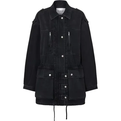 Schwarze Jacke mit Knöpfen und Reißverschlüssen , Damen, Größe: XS - Isabel marant - Modalova