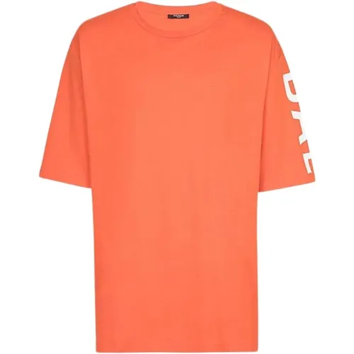 Dunkelorange Oversize Baumwoll T-Shirt - Balmain - Modalova