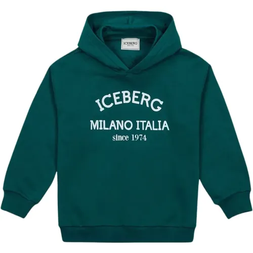 Kids -Aquamarine sweatshirt with hood and logo - Iceberg - Modalova