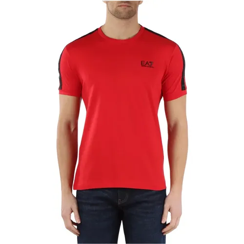 Baumwoll T-Shirt mit Logo-Print , Herren, Größe: S - Emporio Armani EA7 - Modalova