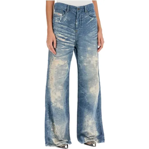 Transparente Spitzeninspirierte Wide Leg Jeans , Damen, Größe: W28 - Diesel - Modalova