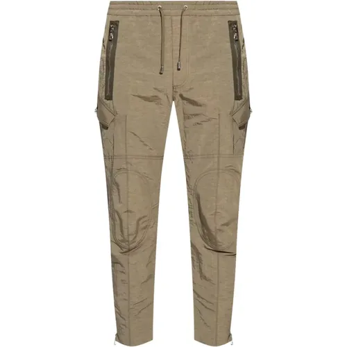 Slim Fit Khaki Cargo Pants , male, Sizes: L - Balmain - Modalova