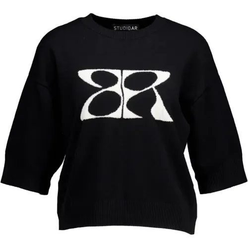 Isidre Schwarzer Pullover mit AR-Logo , Damen, Größe: XL - Studio AR by Arma - Modalova