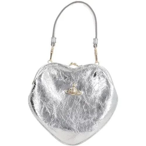 Silver Metallic Leather Clutch Bag , female, Sizes: ONE SIZE - Vivienne Westwood - Modalova