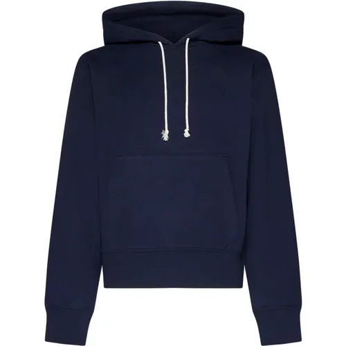 Navy Cotton Hoodie , male, Sizes: S - Saint Laurent - Modalova