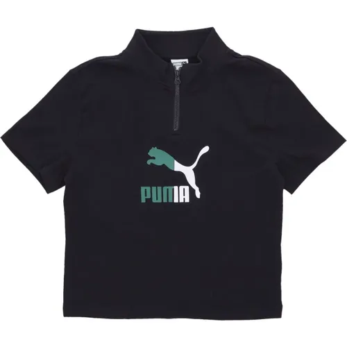 Schwarzes Poloshirt mit kurzen Ärmeln , Damen, Größe: S - Puma - Modalova