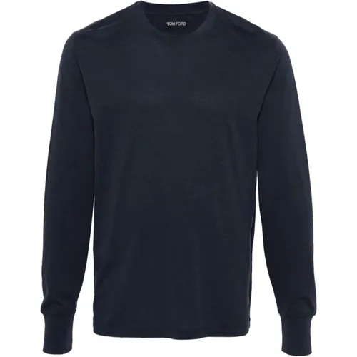 Rundhals-Sweatshirt aus Lyocell/Baumwolle , Herren, Größe: M - Tom Ford - Modalova