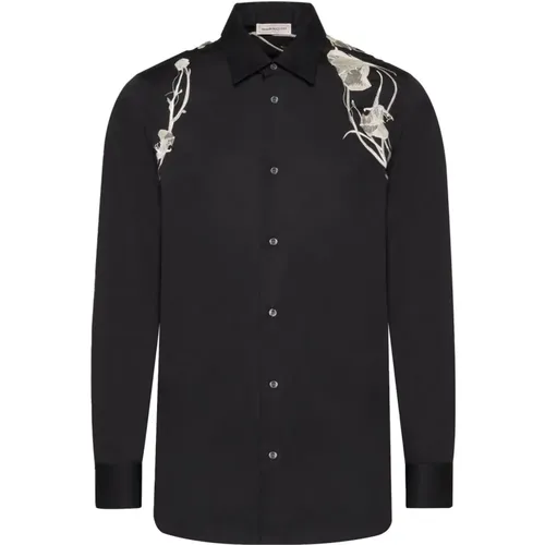 Printed Harness Cotton Sateen Shirt , male, Sizes: M, L - alexander mcqueen - Modalova