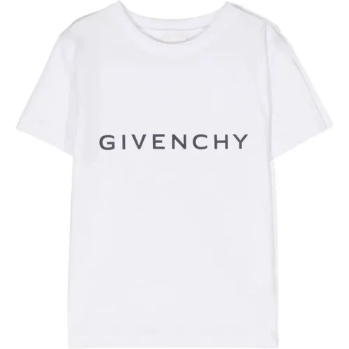 Weiße Baumwoll-T-Shirt mit Logo-Print,Kinder Weißes T-Shirt Rundhalsausschnitt Kurze Ärmel - Givenchy - Modalova