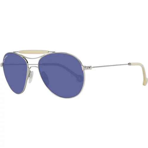Silberne Aviator Sonnenbrille mit Blauen Gläsern , unisex, Größe: ONE Size - Hally & Son - Modalova