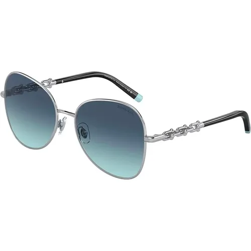 Silber/Blau Verschattete Sonnenbrille TF 3086 , Damen, Größe: 57 MM - Tiffany - Modalova
