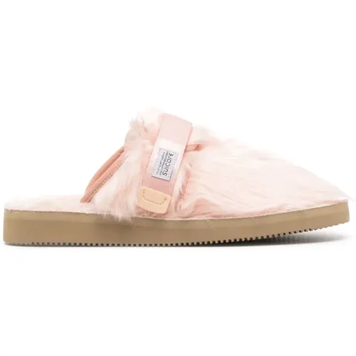 Rosa Slip-On Sandalen mit Kunstfell , Damen, Größe: 36 1/2 EU - Suicoke - Modalova