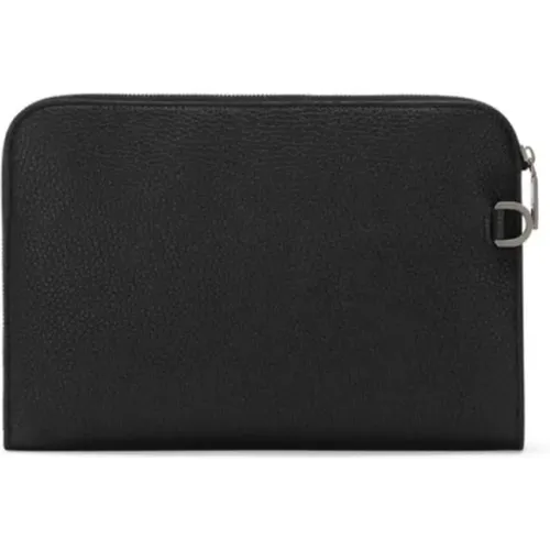 Hammered Leather Clutch Bag , male, Sizes: ONE SIZE - Dolce & Gabbana - Modalova
