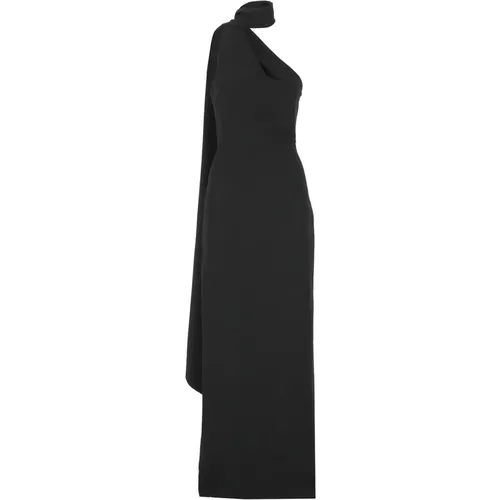 Schwarzes One-Shoulder-Kleid mit Stola , Damen, Größe: M - Solace London - Modalova